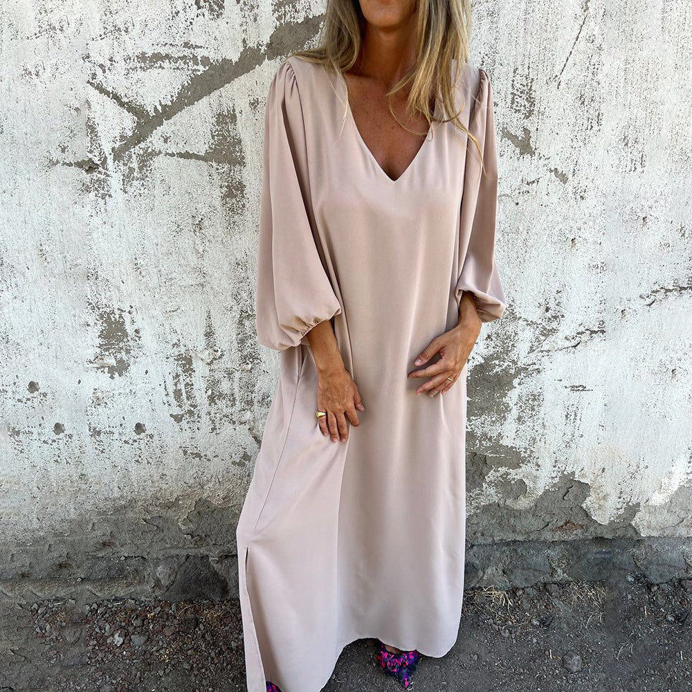 Langes Boho-Kleid mit Taschen